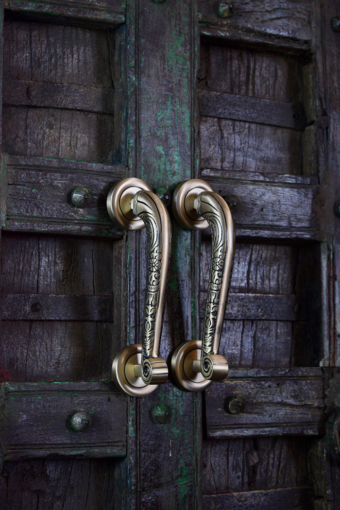 Exquisite Brass Door Handle — dhvajaṅka Antique Hardware